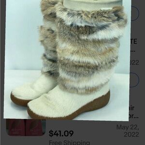 Pajar Off White Winter Rabbit Fur Boots